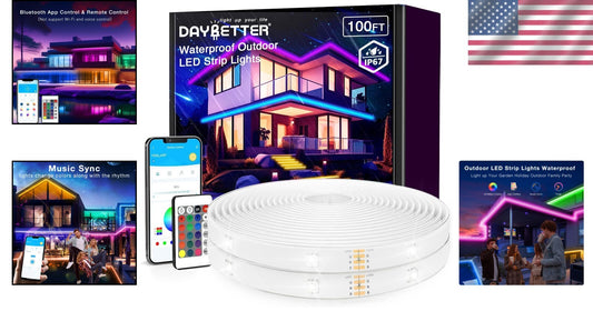 Dimmable 100ft LED Light Strips for Outdoor Use, Waterproof with Timer Features