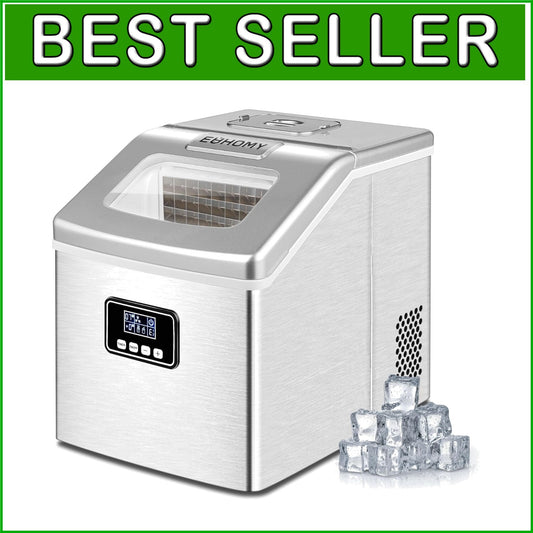 Quiet Operation 40Lbs/Day Ice Maker with Removable Basket – Ideal for Home & Bar