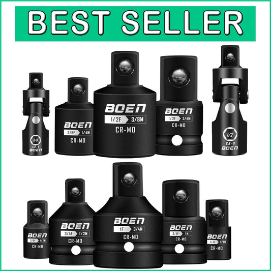 10-Piece Impact Socket Adapter Set in Chrome Moly Steel - Ultimate Versatility