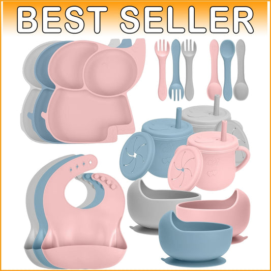 BPA-Free Silicone Baby Feeding Essentials - Includes Sippy Cups & Utensils