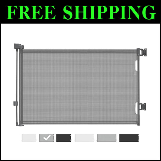 Space-Saving Retractable Mesh Gate - Ideal for Kids and Pets Indoors/Outdoors