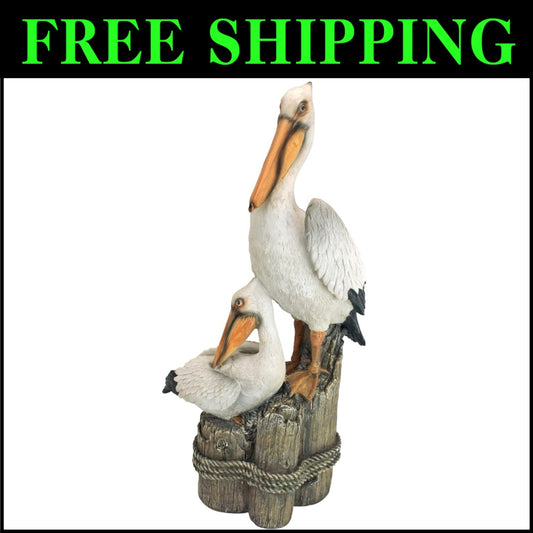 Freestanding 24-Inch Pelican Statue - Weatherproof Oceanic Decor for All Seasons