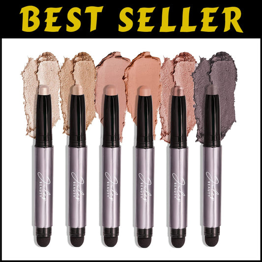 Highly Pigmented Crème-to-Powder Eyeshadow Set with Mattes & Shimmers - 6pcs