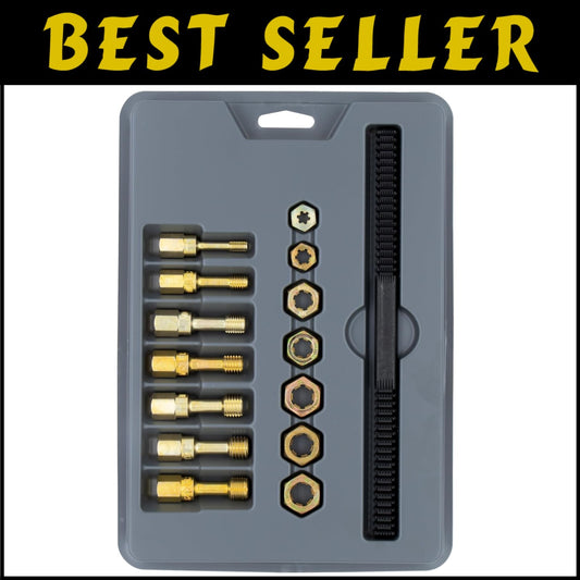 Durable 15-Pc Metric Thread Restorer Kit with Storage Tray - M6-M12 Sizes