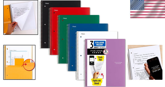 Water-Resistant Spiral Notebooks + Study App - Perfect for Organized Note-Taking