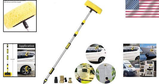 Adjustable Telescopic Car Brush with Hose Connection - Safe & Efficient Cleaning