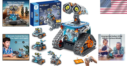 5-in-1 Robot Building Kit with Remote Control - STEM Gift for Boys Aged 8-12
