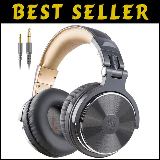 High-Sensitivity Studio Headphones with Adjustable Headband & Carrying Case