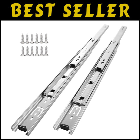 Durable 16 Inch Drawer Slides (10 Pairs) - Smooth Full Extension, Zinc Finish
