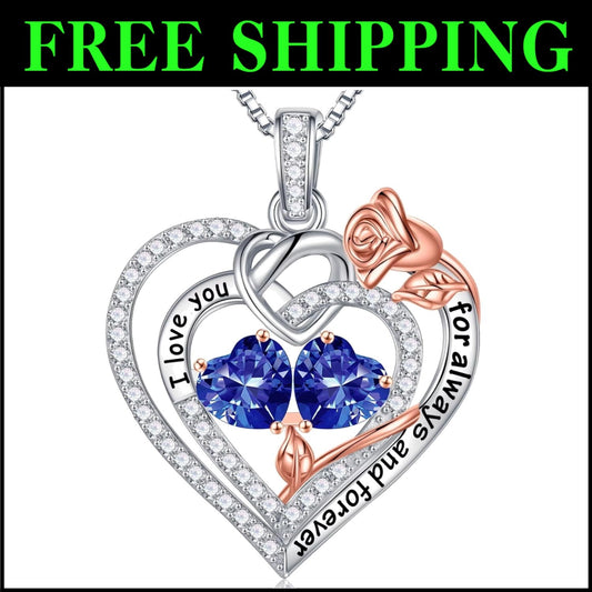 Heart Pendant Birthstone Necklace in Sterling Silver - Perfect Mother's Day Gift