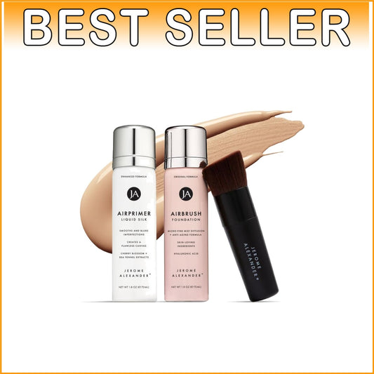 3pc Anti-Aging AirBrush Makeup Kit - Foundation, Primer & Brushes for All Skin