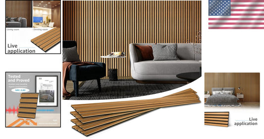 Eco-Friendly 4-Piece Acoustic Wood Slat Panels for Enhanced Home Aesthetics