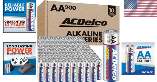 ACDelco 200-Count AA Super Alkaline Batteries, 10-Year Shelf Life Power Pack