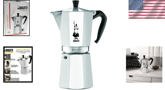 Authentic Italian Moka Pot: 12 Cups, Gas and Induction Compatible - Moka Express