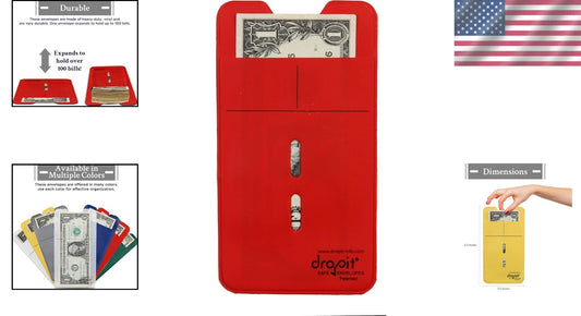 Durable 100-Count Red Vinyl Envelopes for Currency & Document Organization