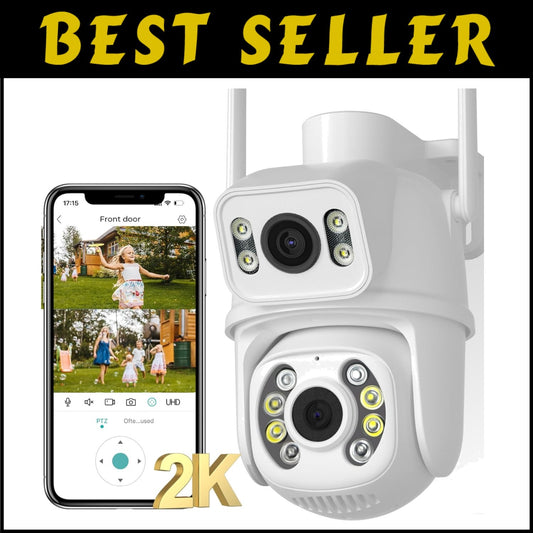 6MP Dual Lens Outdoor Security Camera - Color Night Vision & Alexa Compatible