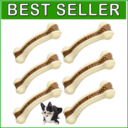 Indestructible Dog Chew Toys - 6 Pack Beef Flavor for Aggressive Chewers