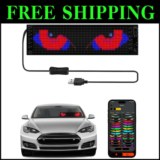 RGB Devil Eyes Light for Cars - 14x4 Flexible LED Animation with Remote Control