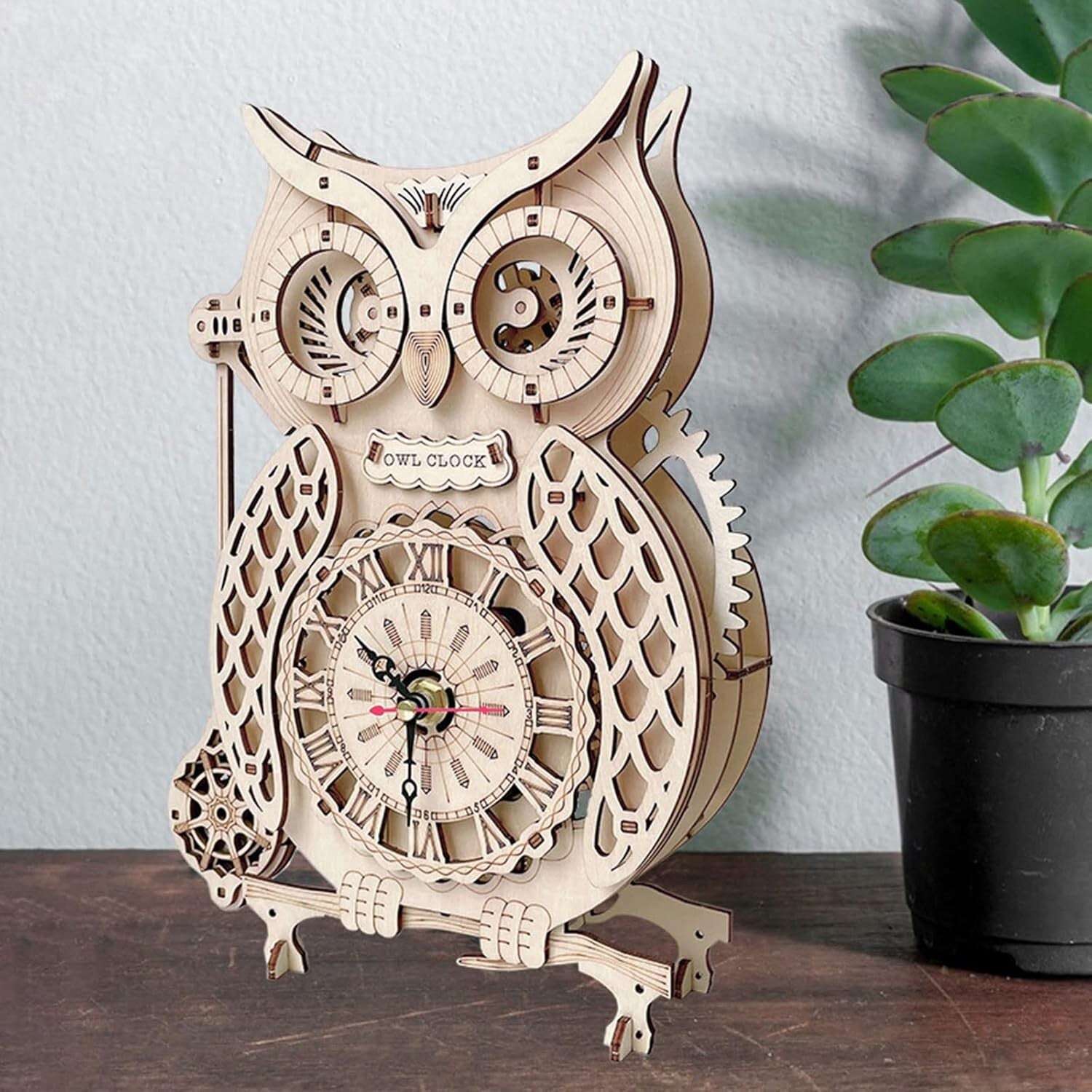 3D Wooden Animal Puzzle Kit - Create a Functional Desk Clock & Art Piece