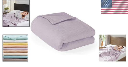 Luxurious 100% Cotton Lightweight Breathable Blanket - Lilac Full/Queen Size