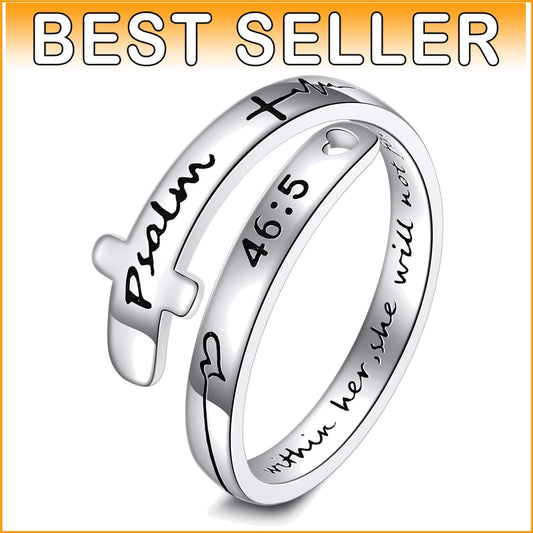 Adjustable Faith Cross Ring in Sterling Silver - Inspirational Jewelry Gift