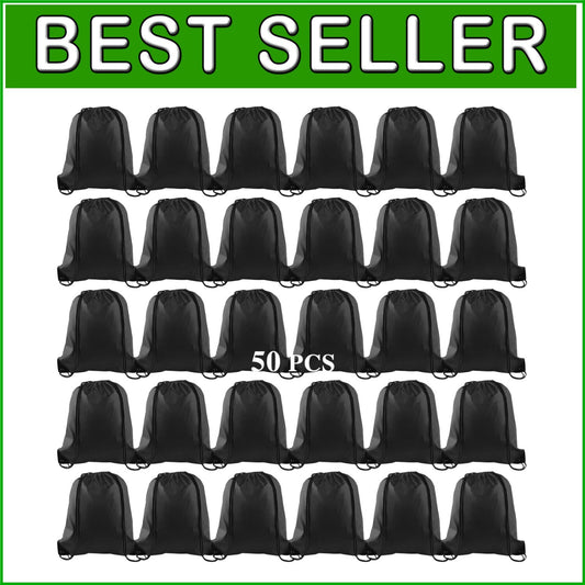 Durable 50 Pcs Black Drawstring Backpack Bulk - Perfect for Gym & Outdoor Fun