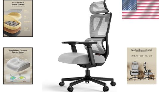 Ergonomic Big & Tall Mesh Office Chair with Adjustable Headrest & Lumbar Support