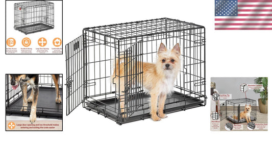 24-Inch Secure Folding Dog Crate for Small Breeds - Easy Assembly & Travel Ready
