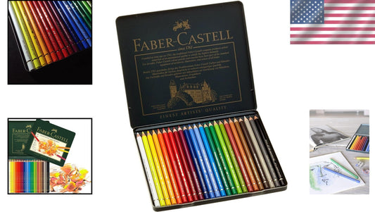 Professional Quality 24 Colored Pencils in Metal Tin - Perfect for Drawing