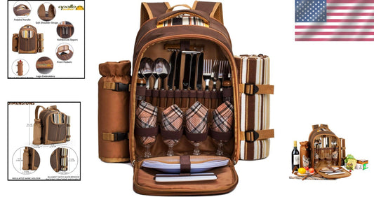 All-in-One Picnic Backpack with Waterproof Blanket & Essential Dining Set