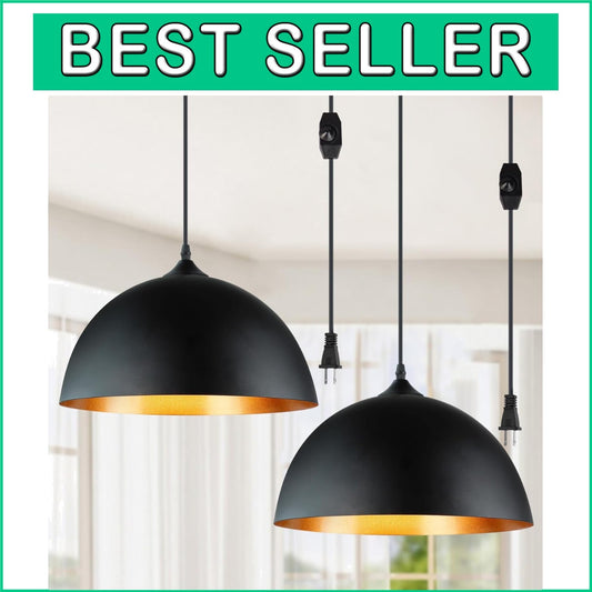 Versatile Black Gold Adjustable Pendant Lights – Ideal for Dining & Living Rooms
