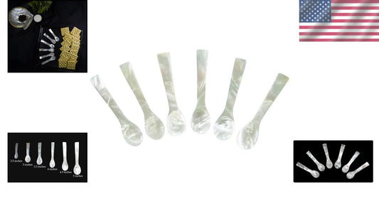 Elegant Handcraft Caviar Spoon Set of 6 - Exquisite 3.5-Inch Shell Design