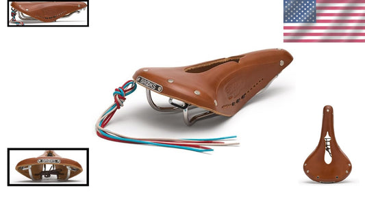 Classic B17 Carved Leather Bike Saddle - Pressure Relief and Timeless Design