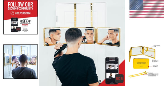 Luxury Gold Plated 360 Haircut Mirror with App Support for Mastering Cuts