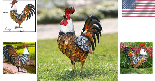 Colorful Waterproof Rooster Yard Art - Ideal for Patio and Garden Decor