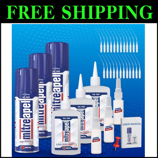 High Viscosity Super Glue with Activator Spray for Fast DIY Repairs - 3 Pack