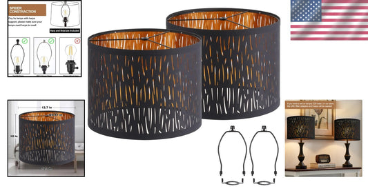 Versatile Dark Black Drum Lampshades - 12.7" for Table/Floor/Pendant Lights
