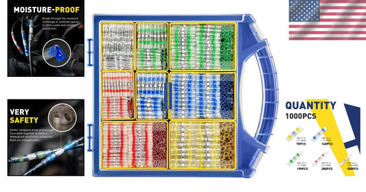 5-Color Marine Grade Heat Shrink Wire Connectors - 1000PCS with Storage Bins
