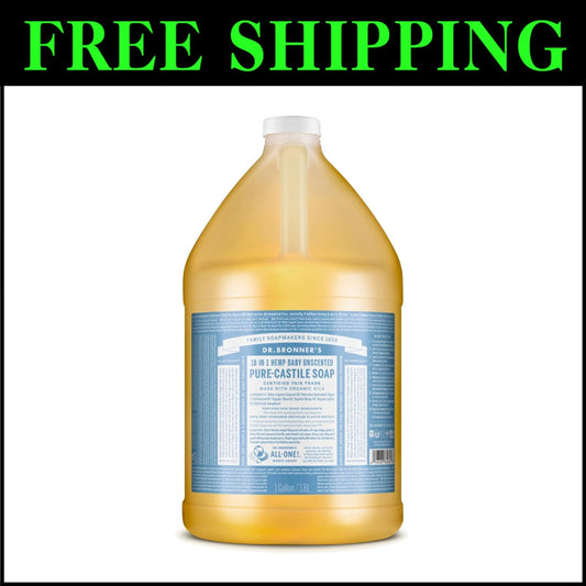 Biodegradable 1 Gallon Vegan Castile Soap - Unscented, Eco-Friendly & Versatile