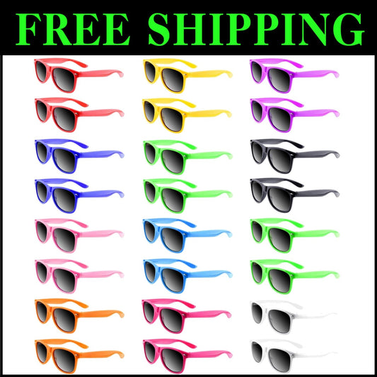 Vibrant Neon Sunglasses Bulk Set - 12 Colors for Pool and Beach Parties