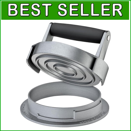 All-in-One Hamburger Patty Maker - Cast Aluminum Burger Press for Ideal Cooking