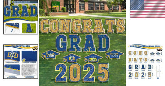 Durable Graduation Yard Decorations - 20 PCS 2025 Congrats Grad Signs & Stakes