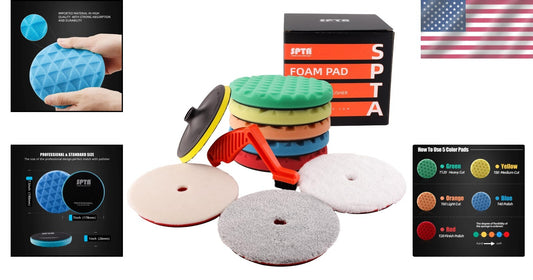 10pcs 7-Inch Polishing Pads Kit - Professional Car Foam Buffing Sponge Set