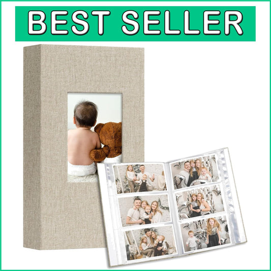 Deluxe 4x6 Photo Album Set - 600 Capacity Linen Cover Memory Books in Beige