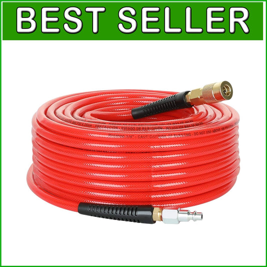 1/4" x 100ft Super Flexible Polyurethane Air Hose with Quick Connect Fittings