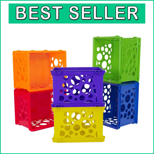 Durable Mini Storage Crates, 12-Pack | Versatile, Stackable, Assorted Colors