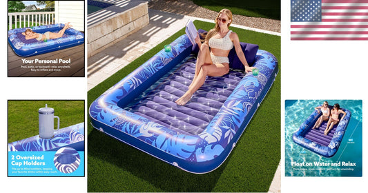 UV-Resistant Extra Large Inflatable Float with Detachable Headrest for Adults