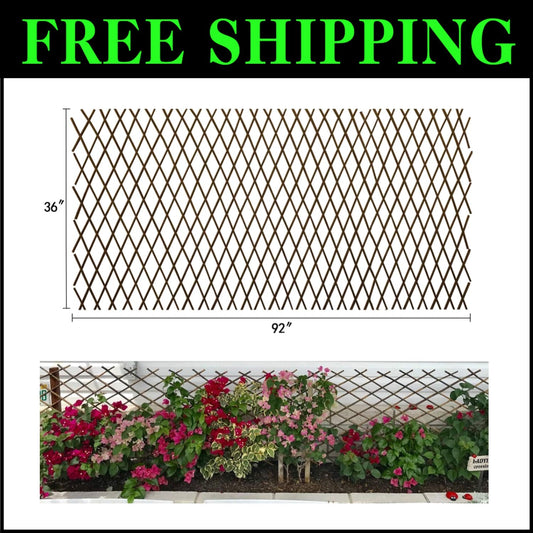 Durable Willow Trellis for Climbing Roses & Ivy - 92"w X 36"h Expandable Design