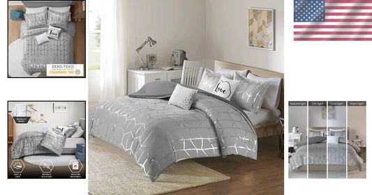 Trendy All-Season 5-Piece Comforter Set with Matching Shams & Decorative Pillows