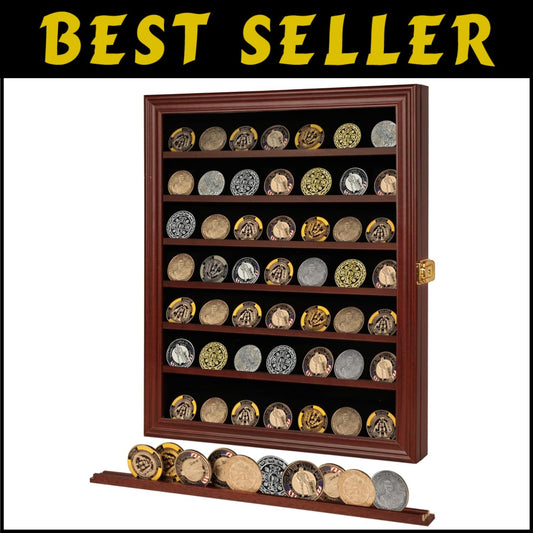 UV Protected Lockable Cabinet for Casino Poker Chips & Military Coins, 11x13.75